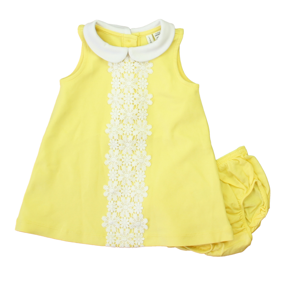 Janie and Jack Yellow Dress with White Lace Trim